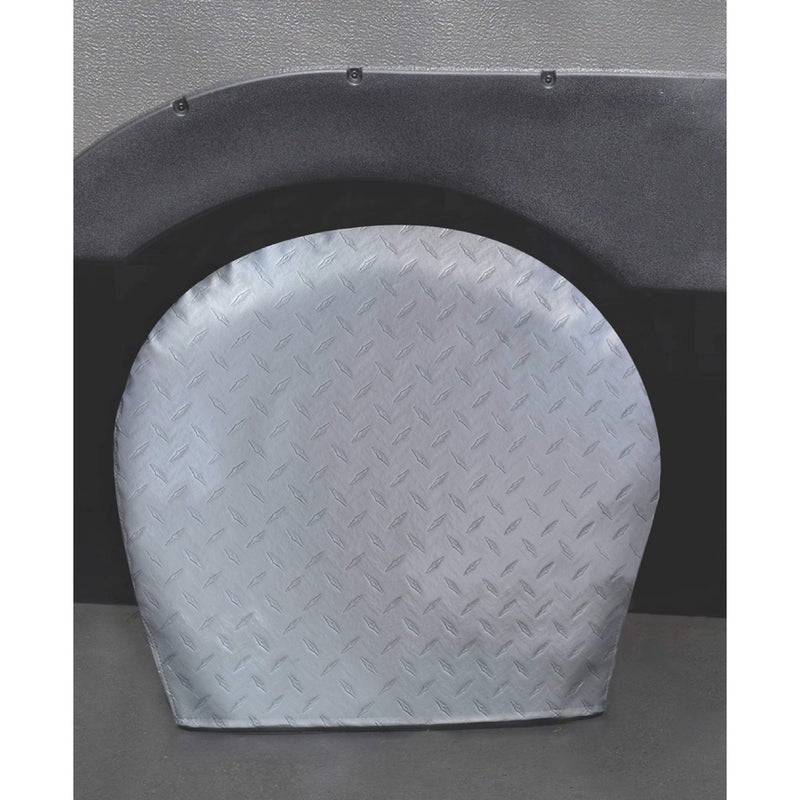 ADCO 3752 Silver #2 Diamond Plated Steel Vinyl Tyre Gard Wheel Cover, (Set of 2) (Fits 30"-32") - Image 2